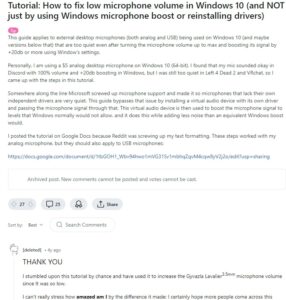 Reddit - Increase Mic Volume on Windows - Example
